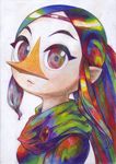  animal_humanoid avian avian_humanoid brown_eyes brown_hair female hair humanoid looking_at_viewer medli nintendo pointy_ears ponytail rito solo the_legend_of_zelda unknown_artist video_games wind_waker 