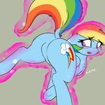  absurd_res blush butt captainpudgemuffin cutie_mark edit equine female feral friendship_is_magic hair hi_res looking_back mammal multicolored_hair my_little_pony open_mouth pegasus rainbow_dash_(mlp) solo telekinesis tongue wings 