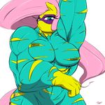  anthro armpits big_breasts breasts equine female fluttershy_(mlp) friendship_is_magic hyper hyper_muscles looking_at_viewer mammal muscular muscular_female my_little_pony nipples pegasus saddle_rager_(mlp) simple_background slypon solo white_background wings 