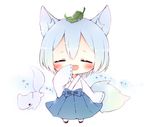  animal_ears blush character_request chibi closed_eyes free! hakama japanese_clothes leaf leaf_on_head lowres noramimi solo tail 