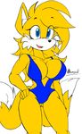  2016 akatsukishiranui-fox anthro big_breasts breasts canine cleavage clothed clothing crossgender female fox hi_res mammal miles_prower smile solo sonic_(series) swimsuit 