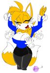  akatsukishiranui-fox anthro armpits big_breasts biped breasts canine cleavage clothed clothing crossgender female fox grope hi_res mammal miles_prower smile sonic_(series) 