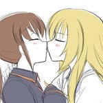  2girls kissing lesbian long_sleeves multiple_girls saki takakamo_shizuno track_jacket yuri 