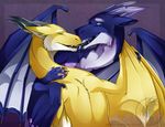  axirpy blue_fur dragon duo embrace feral fluffy fur furred_dragon hug kissing ladyvenommyotismon licking lothar male membranous_wings open_mouth peaceful tongue tongue_out white_fur wings yellow_fur 