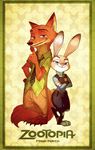  2016 anthro canine clothed clothing disney duo female fox fur green_eyes hawaiian_shirt judy_hopps lagomorph male mammal nick_wilde police_officer ponzu purple_eyes rabbit smile standing uniform zootopia 