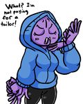  arachnid arthropod clothing english_text eyes_closed fangs female hoodie muffet multi_eye multi_limb solo spider text undertale unknown_artist video_games 