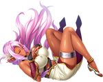  anklet boku_no_elf_onee-san bracer breasts closed_eyes covered_nipples dark_skin elf floating_hair full_body hair_ornament jewelry large_breasts long_hair nobushito open_toe_shoes parted_lips pink_hair pointy_ears puffy_nipples shoes solo sophia_ardys_fairglyn thighlet transparent_background 