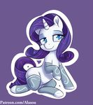  alasou blue_eyes clothing equine eyelashes feral friendship_is_magic hair hooves horn invalid_tag legwear mammal my_little_pony purple_background purple_hair rarity_(mlp) simple_background smile socks solo unicorn 