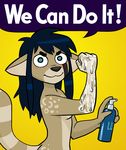  anthro bottle breasts canine english_text female feminism fox hair humor lube mammal meme mondegreen nude parody poster side_boob simple_background sin_(sonne) speech_bubble teal_eyes text 