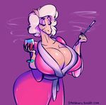  anthro bathrobe big_breasts breasts cleavage clothed clothing earth_pony equine fan_character female horse huge_breasts mammal my_little_pony pony robe smoking smutbooru solo 