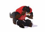  2016 4_toes 5_fingers anthro biceps big_tail black_fur black_nose black_pawpads black_tail bowl brown_eyes brown_fur brown_tail canine chopsticks claws clothed clothing crossed_legs digital_media_(artwork) ear_piercing eating english_text eyebrow_piercing facial_piercing fangs food front_view fur furrybob holding_object male mammal multicolored_fur muscular muscular_male noodles nose_piercing nose_ring pawpads paws piercing pointy_ears ramen septum_piercing shadow shirt signature simple_background sitting solo text toe_claws toes two_tone_tail underwear white_background white_fur wolf 