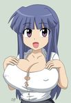  1girl alternate_breast_size breast_expansion breasts cleavage furude_rika higurashi_no_naku_koro_ni hime_cut huge_breasts shuffledyandere 