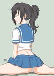  1girl ass from_behind panties pantyshot ponytail school_uniform shuffledyandere solo yandere yandere-chan yandere_simulator 