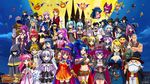  6+girls alice_wishheart belt blonde_hair blue_eyes blue_hair breasts carol_valentine character_request cleavage earrings facial_mark forehead_mark frost_auslese large_breasts long_hair magical_halloween midriff multiple_girls navel noir_auslese pink_eyes pink_hair purple_hair rosemary_bergamot smile thighhighs 