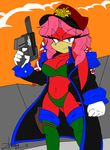  2013 akatsukishiranui-fox anthro big_breasts biped breasts cleavage clothed clothing echidna female gun hi_res lien-da mammal monotreme ranged_weapon skimpy solo sonic_(series) warhammer_(franchise) weapon 