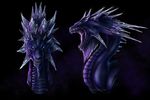  blue_eyes digital_media_(artwork) dragon guild_wars horn isvoc open_mouth purple_cales simple_background solo teeth tongue video_games 
