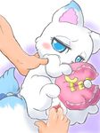  arctic_fox blue_eyes blue_fur blush canine clitoris cute disembodied_hand female fluffy fluffy_tail fox fur human interspecies jewelpet larimar mammal multicolored_fur penetration pillow pussy pussy_juice sanrio size_difference spread_legs spreading two_tone_fur unknown_artist vaginal vaginal_penetration white_fur 