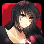  1girl belt black_hair braid breasts brown_eyes choker coat long_hair red_background tales_of_(series) tales_of_berseria velvet_crowe 