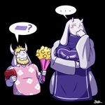  &lt;3 asgore_dreemurr beard blazbaros blush boss_monster caprine crown dialogue facial_hair flower fur goat long_ears mammal plant simple_background toriel undertale video_games white_fur 