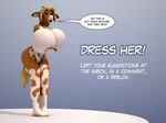  2016 3d_(artwork) angry annabelle_cow anthro anthroanim big_breasts blonde_hair bovine breasts covering covering_breasts covering_crotch covering_self dialogue digital_media_(artwork) english_text engrish female fur hair horn huge_breasts hyper mammal nude open_mouth simple_background solo text 