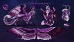  anthro breasts digital_media_(artwork) dragon feathered_dragon feathered_wings feathers featureless_breasts female feral fur furred_dragon isvoc model_sheet non-mammal_breasts nude purple_feathers purple_fur simple_background solo standing white_fur wings 