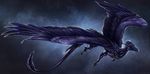  claws digital_media_(artwork) dragon feathered_dragon feathered_wings feathers feral flying isvoc nude purple_feathers purple_theme simple_background solo spread_wings wings 