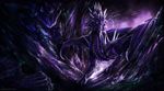 blue_eyes claws detailed detailed_background digital_media_(artwork) dragon horn isvoc male membranous_wings nude purple_scales purple_theme scales solo standing teeth wings 