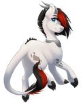  alpha_channel black_hair claws curved_horn dragon eyelashes fan_character female feral hair horn hybrid my_little_pony nude red_hair silentwulv simple_background smile solo spines transparent_background 