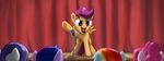  2014 cutie_mark_crusaders_(mlp) equine feathered_wings feathers female feral friendship_is_magic fur group hair horn horse looking_at_viewer mammal microphone multicolored_hair my_little_pony open_mouth orange_feathers orange_fur pegasus pinkie_pie_(mlp) pony purple_eyes purple_hair rainbow_dash_(mlp) rarity_(mlp) rautakoura scootaloo_(mlp) smile stage twilight_sparkle_(mlp) unicorn white_fur wings young 