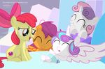  2016 apple_bloom_(mlp) bed cutie_mark cutie_mark_crusaders_(mlp) earth_pony equine feathered_wings feathers female feral flurry_heart_(mlp) friendship_is_magic fur group hair hi_res horn horse inside mammal multicolored_hair my_little_pony orange_feathers orange_fur pegasus pony purple_hair red_hair scootaloo_(mlp) shutterflyeqd smile spread_wings sweetie_belle_(mlp) unicorn white_feathers white_fur winged_unicorn wings yellow_fur young 