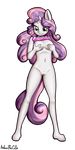  2016 alpha_channel anibaruthecat anthro anthrofied breasts clothed clothing equine female friendship_is_magic green_eyes hair hand_on_breast hi_res horn long_hair mammal multicolored_hair my_little_pony navel pussy simple_background smile solo sweetie_belle_(mlp) transparent_background two_tone_hair unicorn 