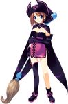  artist_request blue_eyes broom brown_hair cape elbow_gloves full_body gloves highres holding komaki_manaka looking_at_viewer shoes single_thighhigh smile solo standing thighhighs to_heart_2 to_heart_2_dungeon_travelers transparent_background 