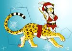  2016 black_hair breasts chakat chakona_space christmas clothed clothing feline female forestwalker foxene fur hair hands_behind_head holidays mammal taur 