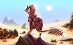  day detailed_background digital_media_(artwork) feathers feline feral grey_nose mammal neytirix nude outside sky solo standing sun tiger 