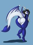  big_butt black_hair butt dragon hair horn invalid_tag looking_at_viewer scalie suirano swissy wings 