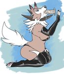  anthro blue_eyes breasts canine clothing cum cum_in_mouth cum_inside disembodied_penis faceless_male fangs female fur glory_hole kneeling lingerie lycanroc male mammal midday_lycanroc nintendo oral penis pok&eacute;mon tan_fur tears unknown_artist video_games white_fur 
