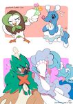  avian bird blue_body blush brionne cute dartrix decidueye duo flower mammal marine nintendo owl pinniped plant pok&eacute;mon primarina seal sunsuma video_games 