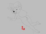  2016 anus bear breasts butt disney female food fruit ink looking_back mammal mature_female nipples nude open_mouth opus0987_(artist) pussy rebecca_cunningham side_boob sketch solo strawberry talespin tired 