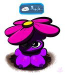  1-upclock anthro big_breasts blush breasts female flower looking_at_viewer nintendo nipples nude pikmin pikmin_(species) plant presenting purple_pikmin simple_background solo video_games 