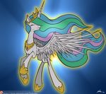  2016 equine eyes_closed feathered_wings feathers female feral friendship_is_magic hair hair_over_eye hi_res horn long_hair mammal multicolored_hair multicolored_tail my_little_pony neko-me patreon princess_celestia_(mlp) solo spread_wings white_feathers winged_unicorn wings 