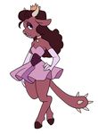  2016 anthro big_thighs brow_fur brown_hair clothing crown digital_media_(artwork) dress female gloves hair hands_on_hips hooves horn looking_at_viewer makeup minotaur_princess pose simple_background solo star_vs._the_forces_of_evil unknown_artist wide_hips young 