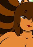  2016 big_breasts breasts female hair hi_res human invalid_color ldc looking_at_viewer mammal melly_raccoon nude open_mouth pinup pointy_ears portait pose simple_background smile solo tanuki tongue 