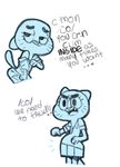  2016 4chan anthro cartoon_network cat clothing comic digital_media_(artwork) feline female mammal nicole_watterson pregnant simple_background solo terrible_the_drawfag text the_amazing_world_of_gumball undressing whiskers 
