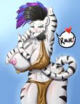  &lt;3 2016 absurd_res anthro areola big_breasts blush breasts cleavage clothed clothing erect_nipples feline female hi_res hyperstorm_h mammal mirandaleigh nipples one_breast_out skimpy smile tiger white_tiger 