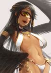  black_hair cyclops dancer dark_skin feathered_wings feathers gino gold harpy monster_girl one-eyed open_mouth original smile solo wings yellow_eyes 