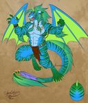  abs anthro clothing cybercat dragon feline fur hair horn hybrid loincloth male mammal muscular open_mouth solo tiger wings 