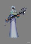  3d blue_footwear blue_robe grey_background invi_(kingdom_hearts) keyblade kingdom_hearts kingdom_hearts_x_back_cover mask official_art robe shoes solo watermark 