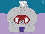  3ds 50percentgrey anthro big_breasts big_butt breasts butt female huge_butt lying mammal mouse nintendo nipples nude on_front overweight rodent solo thick_thighs video_games 