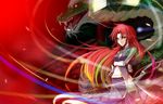  braid china_dress chinese_clothes dragon dress eastern_dragon hazuki_kasane highres hong_meiling long_hair multicolored_hair red_hair solo thighhighs touhou twin_braids yellow_eyes 