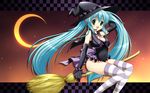  aqua_hair broom broom_riding cape gloves green_eyes hands hat hatsune_miku headset highres legs long_hair open_mouth sidesaddle solo suzui_narumi thighhighs twintails very_long_hair vocaloid wallpaper witch witch_hat 